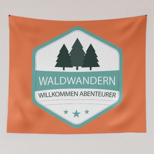 Item preview, Forest hiking | Welcome adventurer | German hiking | Black hiking t-shirt designed and sold by Ainbowz-Artwork.