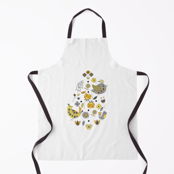 Item preview, Scandinavian Folklore Yellow and Grey birds designed and sold by LotusArtStudio.