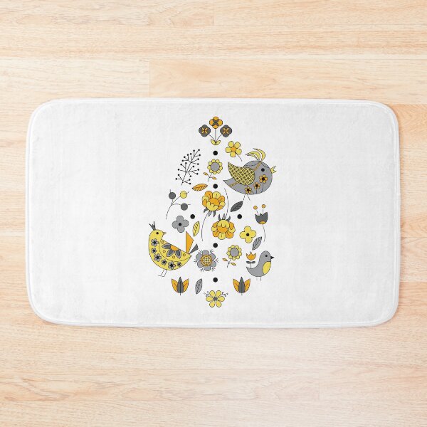 Item preview, Scandinavian Folklore Yellow and Grey birds designed and sold by LotusArtStudio.