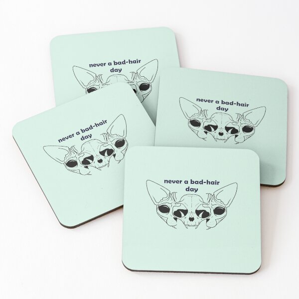 Item preview, Illuminating Yellow - Never a bad hair day - Hairless Sphynx Cat Skull Split in Two - Funny Animal Quote - Line Drawing Wrinkly Kitty - Blush Pink - Gold Rose designed and sold by AnanasArt.