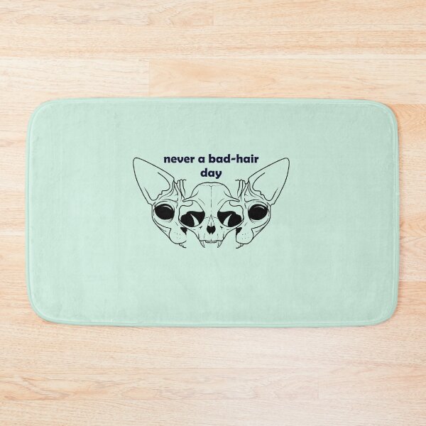 Item preview, Illuminating Yellow - Never a bad hair day - Hairless Sphynx Cat Skull Split in Two - Funny Animal Quote - Line Drawing Wrinkly Kitty - Blush Pink - Gold Rose designed and sold by AnanasArt.