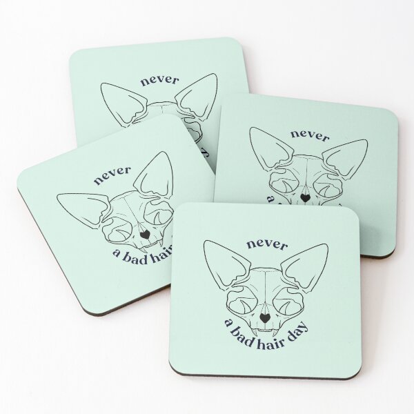 Item preview, Never a bad hair day - Hairless Sphynx Cat Skull - Funny Animal Quote - Line Drawing Wrinkly Kitty - Illuminating Yellow designed and sold by AnanasArt.