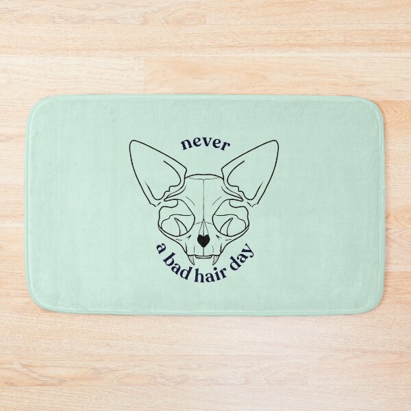 Item preview, Never a bad hair day - Hairless Sphynx Cat Skull - Funny Animal Quote - Line Drawing Wrinkly Kitty - Illuminating Yellow designed and sold by AnanasArt.