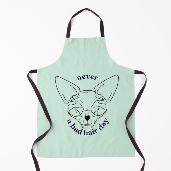 Item preview, Never a bad hair day - Hairless Sphynx Cat Skull - Funny Animal Quote - Line Drawing Wrinkly Kitty - Illuminating Yellow designed and sold by AnanasArt.