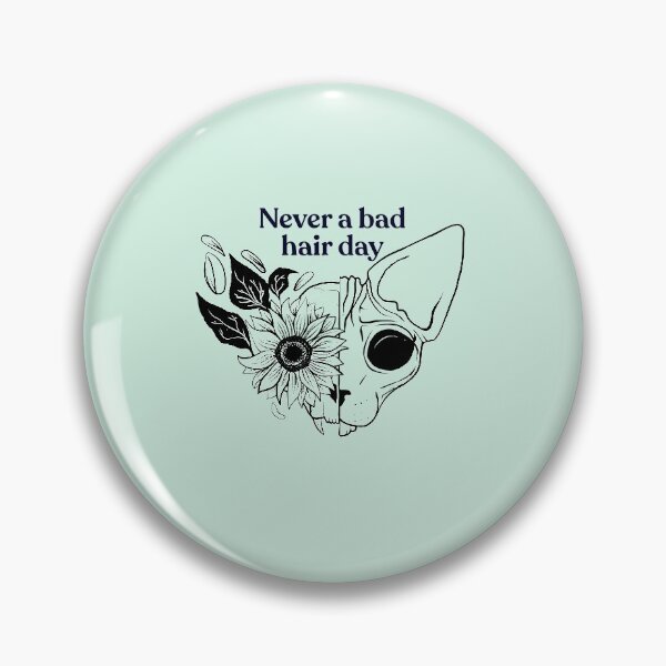 Item preview, Never a bad hair day - Hairless Sphynx Cat Skull with a Sunflower - Funny Animal Quote - Line Drawing Wrinkly Kitty - Illuminating Yellow designed and sold by AnanasArt.