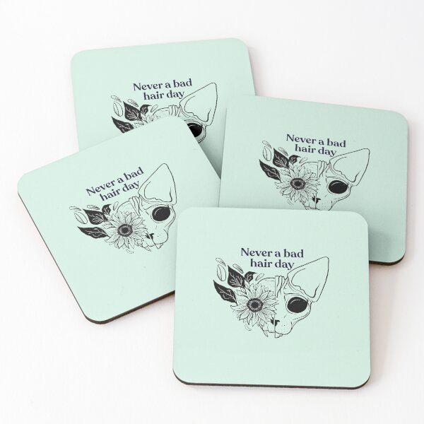 Item preview, Never a bad hair day - Hairless Sphynx Cat Skull with a Sunflower - Funny Animal Quote - Line Drawing Wrinkly Kitty - Illuminating Yellow designed and sold by AnanasArt.