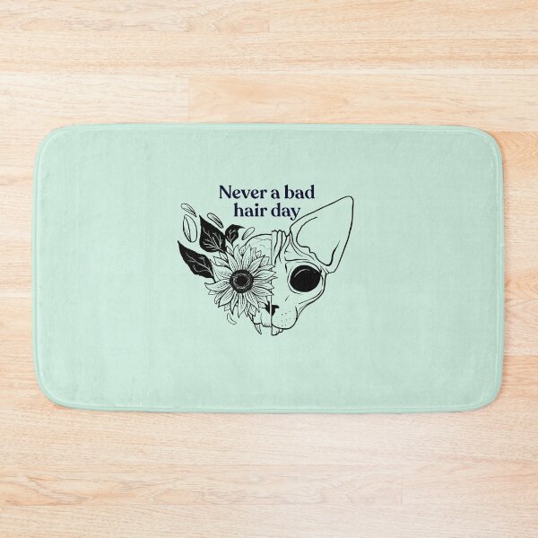Item preview, Never a bad hair day - Hairless Sphynx Cat Skull with a Sunflower - Funny Animal Quote - Line Drawing Wrinkly Kitty - Illuminating Yellow designed and sold by AnanasArt.