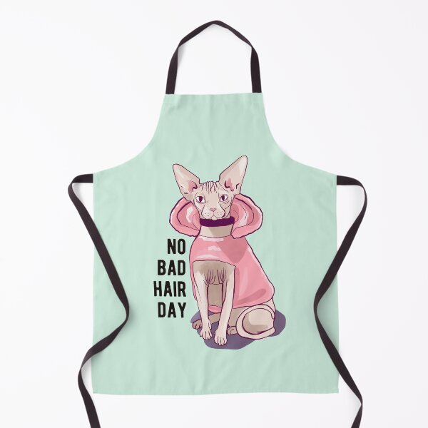 Item preview, Never a bad hair day - Hairless Sphynx Cat wearing a Fluffy Pink Hoodie - Funny Animal Quote - Line Drawing Wrinkly Kitty - Illuminating Yellow designed and sold by AnanasArt.