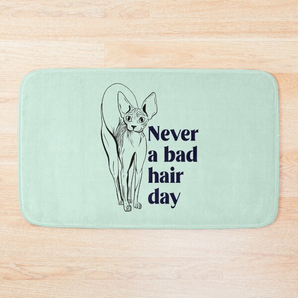 Item preview, Never a bad hair day - Hairless Sphynx Cat Arching Her Back - Funny Animal Quote - Line Drawing Wrinkly Kitty- Illuminating Yellow designed and sold by AnanasArt.
