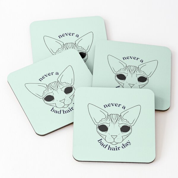 Item preview, Never a bad hair day - Hairless Sphynx Cat With Demon Eyes - Funny Animal Quote - Line Drawing Wrinkly Kitty - Illuminating Yellow designed and sold by AnanasArt.