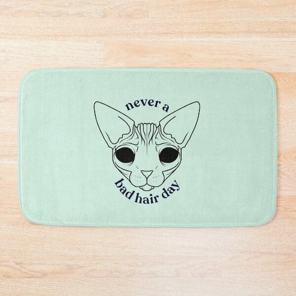 Item preview, Never a bad hair day - Hairless Sphynx Cat With Demon Eyes - Funny Animal Quote - Line Drawing Wrinkly Kitty - Illuminating Yellow designed and sold by AnanasArt.