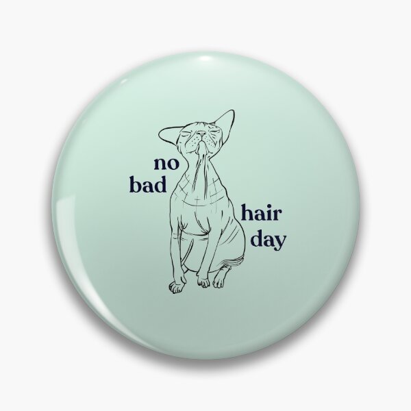 Item preview, Never a bad hair day - Chubby Hairless Sphynx Cat - Funny Quote - Line Drawing Wrinkly Kitty - Blush Pink - Illuminating Yellow designed and sold by AnanasArt.