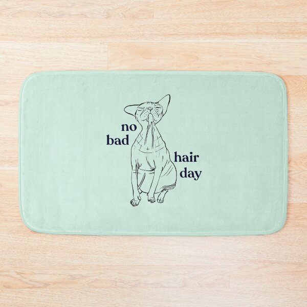 Item preview, Never a bad hair day - Chubby Hairless Sphynx Cat - Funny Quote - Line Drawing Wrinkly Kitty - Blush Pink - Illuminating Yellow designed and sold by AnanasArt.