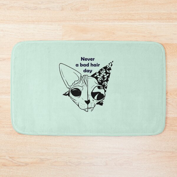 Item preview, Never a bad hair day - Hairless Sphynx Cat Skull - Funny Quote - Line Drawing Wrinkly Kitty - Blush Pink - Illuminating Yellow designed and sold by AnanasArt.