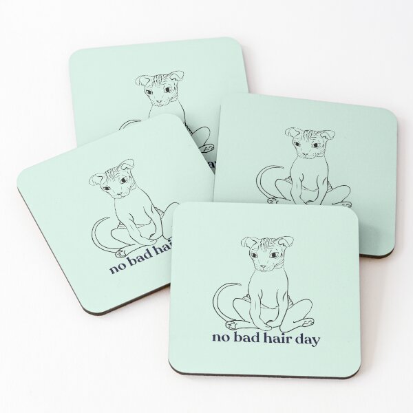 Item preview, Never a bad hair day - Hairless Sphynx Cat Sitting - Funny Quote - Line Drawing Wrinkly Kitty - Illuminating Yellow designed and sold by AnanasArt.