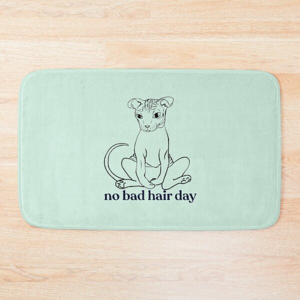 Item preview, Never a bad hair day - Hairless Sphynx Cat Sitting - Funny Quote - Line Drawing Wrinkly Kitty - Illuminating Yellow designed and sold by AnanasArt.