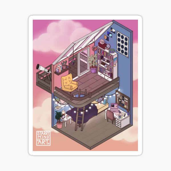 Stargazing Isometric Room Sticker