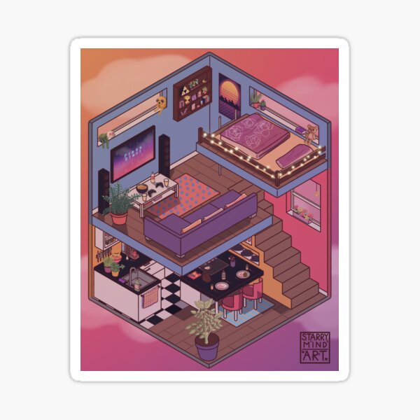Small Apartment with Cute Kitchen Corner Sticker