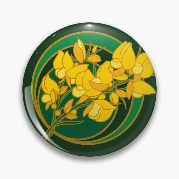 Artikelvorschau, Goldgelbe Ginsterblüten auf stacheligen Strauchzweigen entworfen und verkauft von warriston.