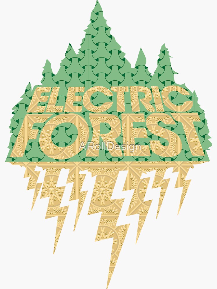 "Electric Forest Logo Colors green and gold patterns" Sticker for Sale