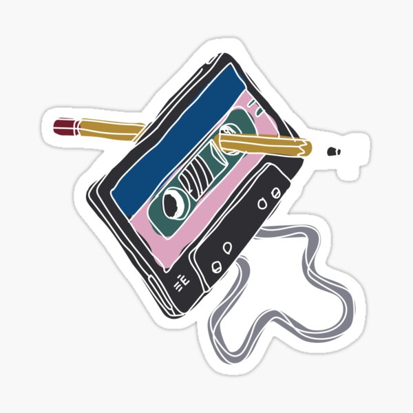 Cassette audio vintage et crayon de bois Sticker