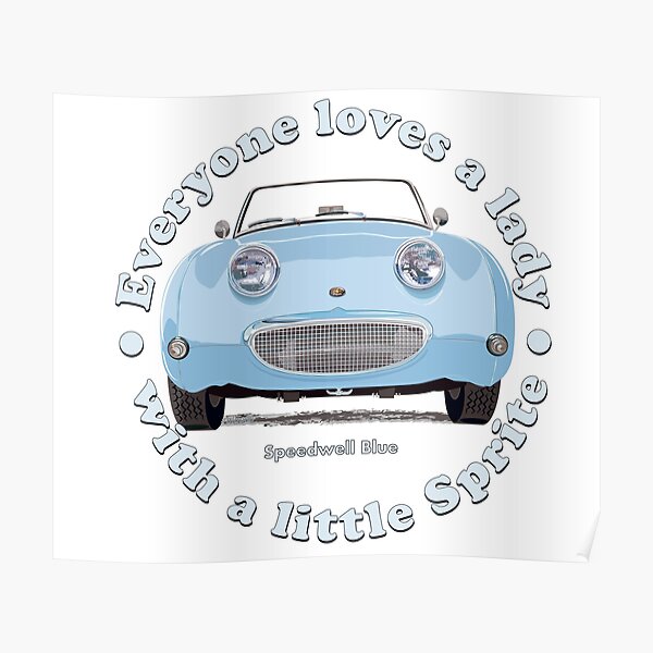 Austin Healey Frogeye Sprite amusing cartoon character repro sticker Bug eye
