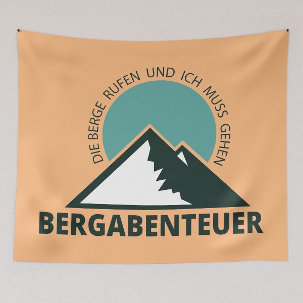 Item preview, The mountains are calling and I have to go | Mountain Adventure | German hiking | Black hiking t-shirt designed and sold by Ainbowz-Artwork.
