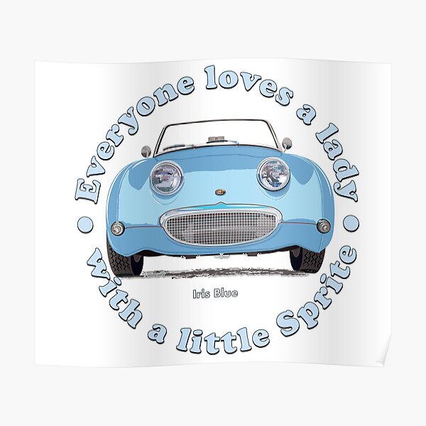 Austin Healey Frogeye Sprite amusing cartoon character repro sticker Bug eye
