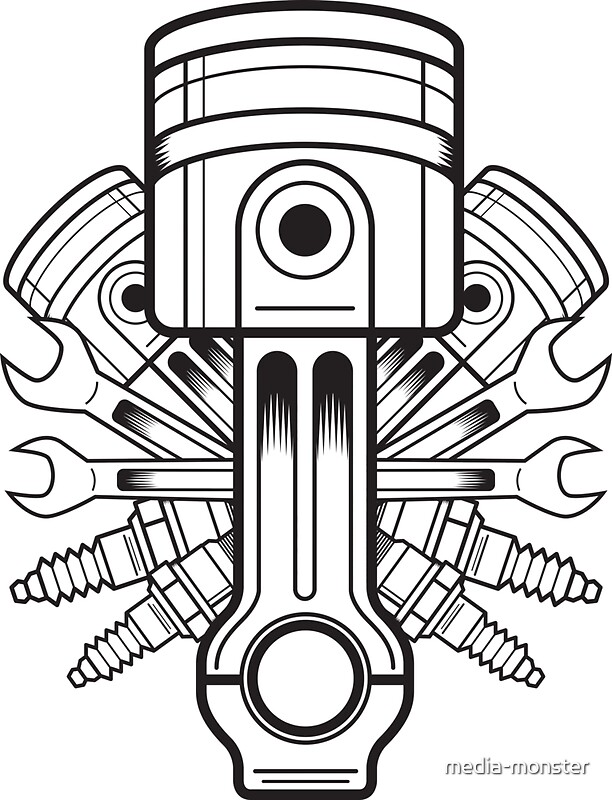 Piston Drawing: Stickers | Redbubble