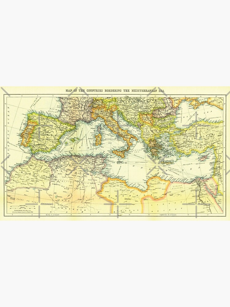Disover Rare Map Of The Mediterranean 1912 | Vintage Map Of The Mediterranean | Antique Map Of The Mediterranean Premium Matte Vertical Poster