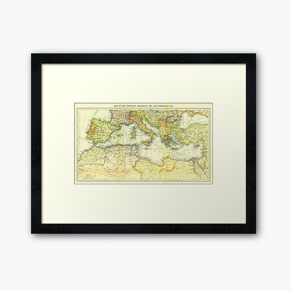 Item preview, Rare Map Of The Mediterranean 1912 | Vintage Map Of The Mediterranean | Antique Map Of The Mediterranean  designed and sold by benayache.