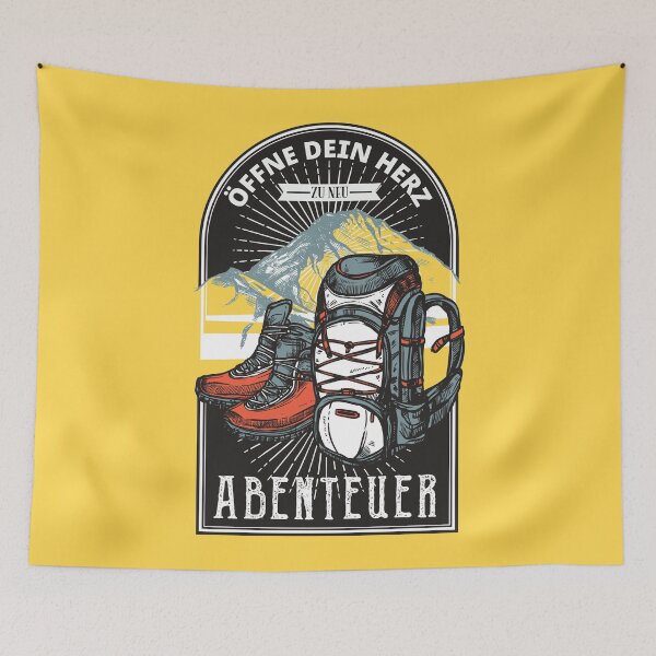 Item preview, Open Your Heart To New Adventure | German hiking | Black hiking t-shirt designed and sold by Ainbowz-Artwork.