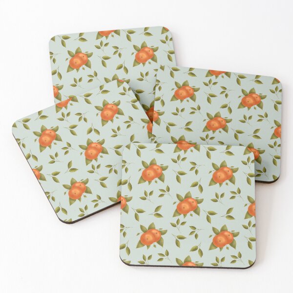 Item preview, Orange Summer Fruit Pattern on Teal Background  designed and sold by Lavender Mint Graphics.