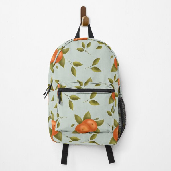 Item preview, Orange Summer Fruit Pattern on Teal Background designed and sold by Lavender Mint Graphics.