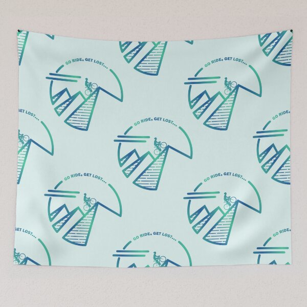 Item preview, Climbing Abstract Triple Peaks Green Blue Gradient designed and sold by RabeDesigns.
