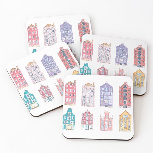 Item preview, Hand painted watercolor illustrations of Amsterdam houses. Colorful architectural clipart set  designed and sold by linagaiaart.