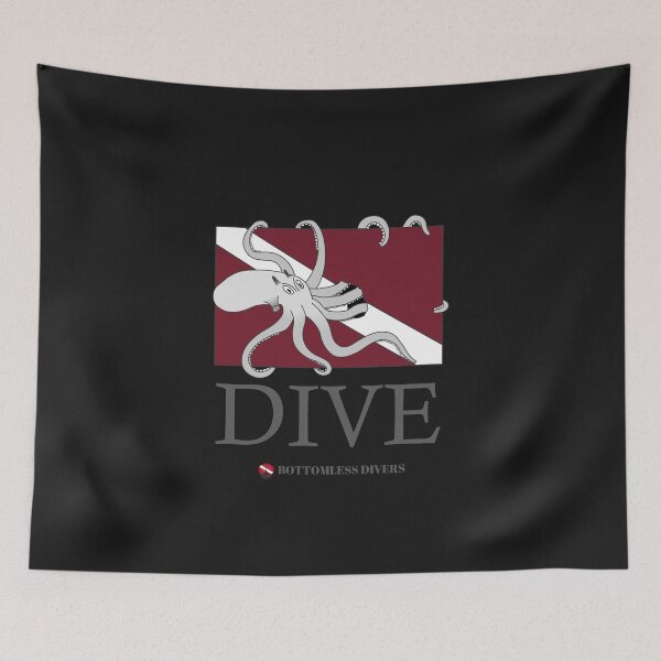 Item preview, Grey Octopus with Dive Flag and Grey Font designed and sold by BottomlessDiver.