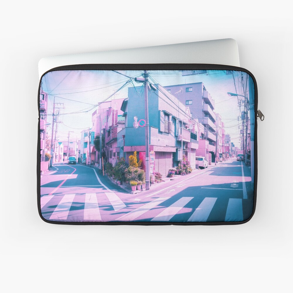 Anime in Real Life Vaporwave Summer Day in Tokyo Residential area Laptop Sleeve