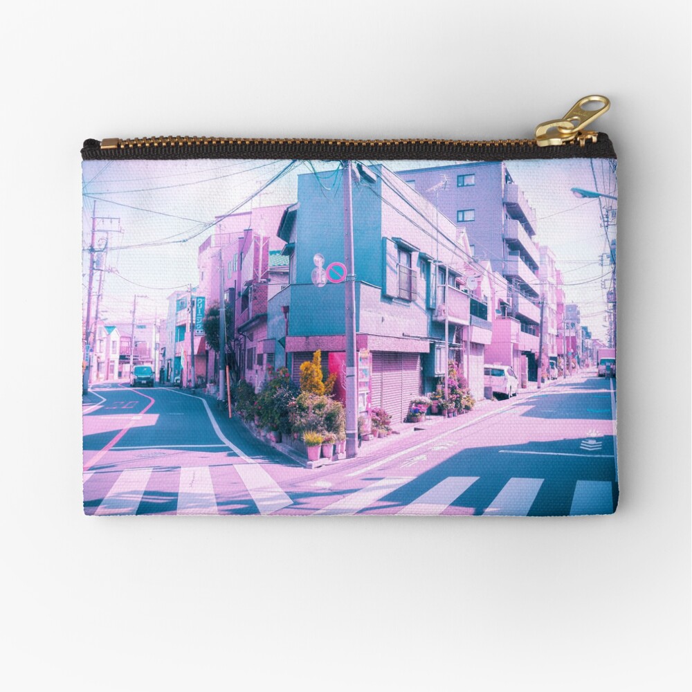 Anime in Real Life Vaporwave Summer Day in Tokyo Residential area Zipper Pouch