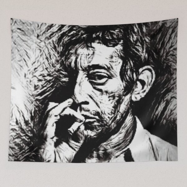 Item preview, Serge Gainsbourg blacks ne white drawing  designed and sold by Digibee.