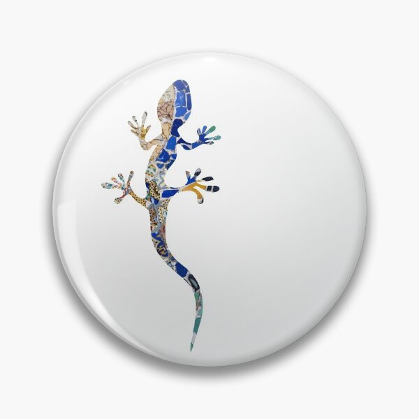 Item preview, Modernist Gaudi Barcelona Gecko in Blue and Gold designed and sold by Fibracreativa.