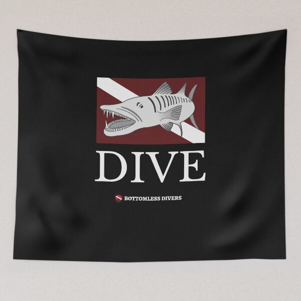 Item preview, Silver Barracuda with Dive Flag and White Font designed and sold by BottomlessDiver.