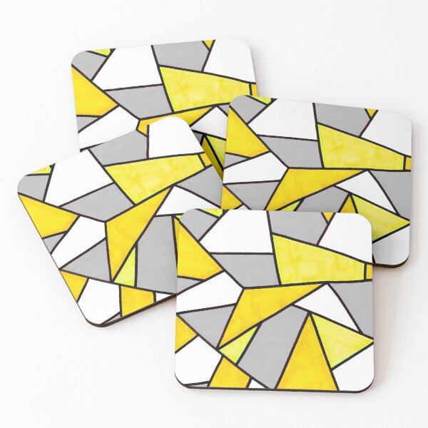 Item preview, Stained Glass Geometric Pattern in Yellow and Grey designed and sold by Harriet Linton.