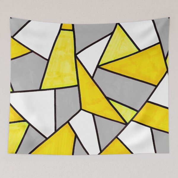 Item preview, Stained Glass Geometric Pattern in Yellow and Grey designed and sold by Harriet Linton.