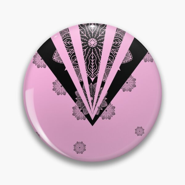 Item preview, Abstract geometric pink and black floral Mandala pattern designed and sold by Saf-Lo.