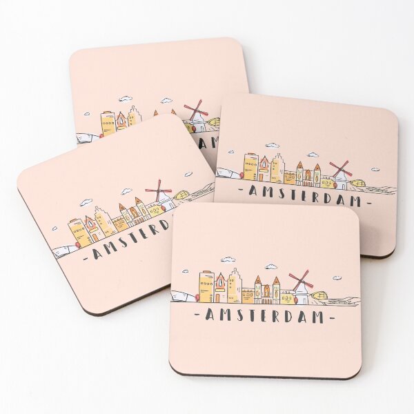 Item preview, Amsterdam Skyline Netherlands Colored Hand Drawn Style designed and sold by RajaGraphica.