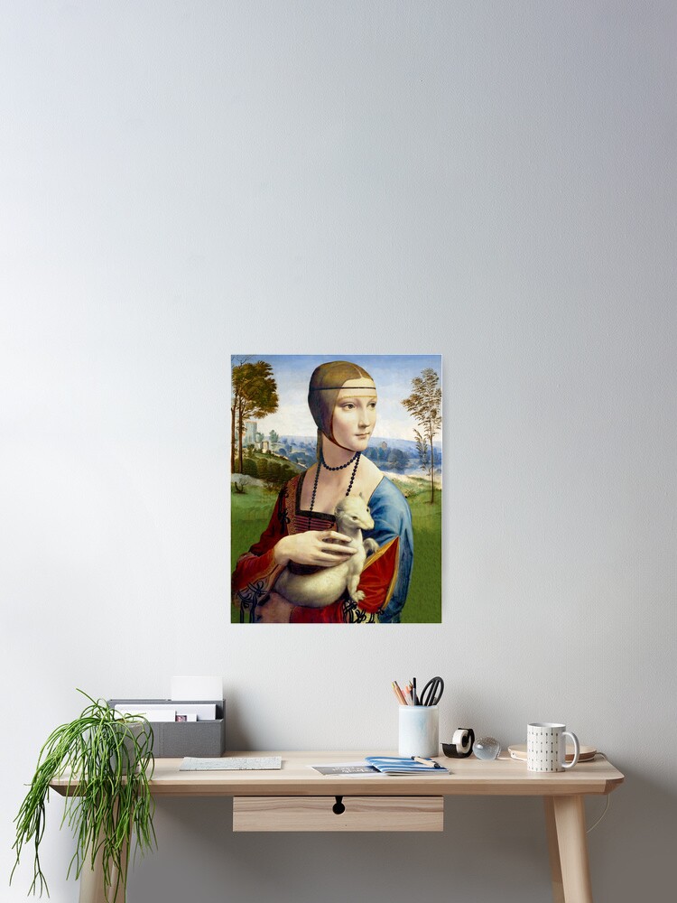 Thumbnail 2 of 3, Poster, Lady with an Ermine - With Background (Portrait of Cecilia Gallerani) designed and sold by brushandframes.