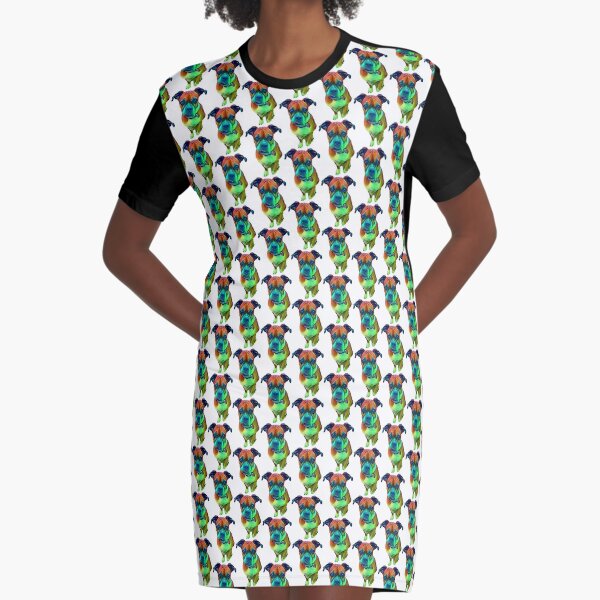 Colored Dog Graphic T-Shirt Dress