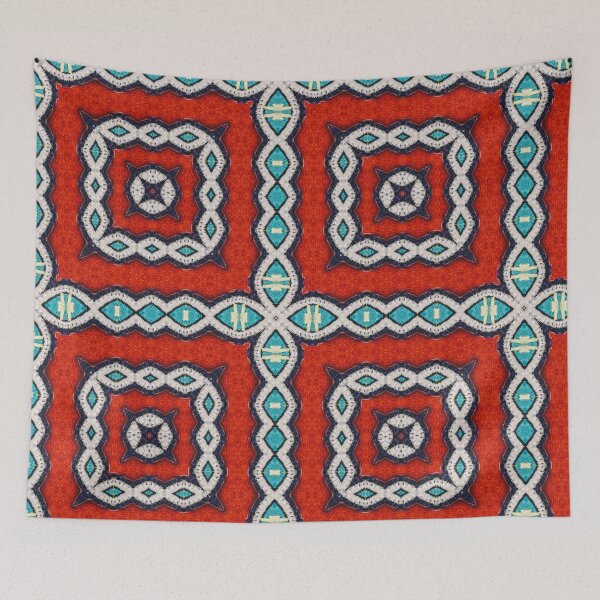 Item preview, Patrón geométrico - azulejo grande rojo y azul claro designed and sold by Geometrina.