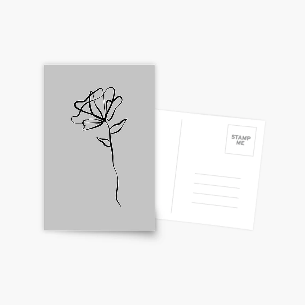 Delicate flower drawing on gray background Postcard by ZenNature